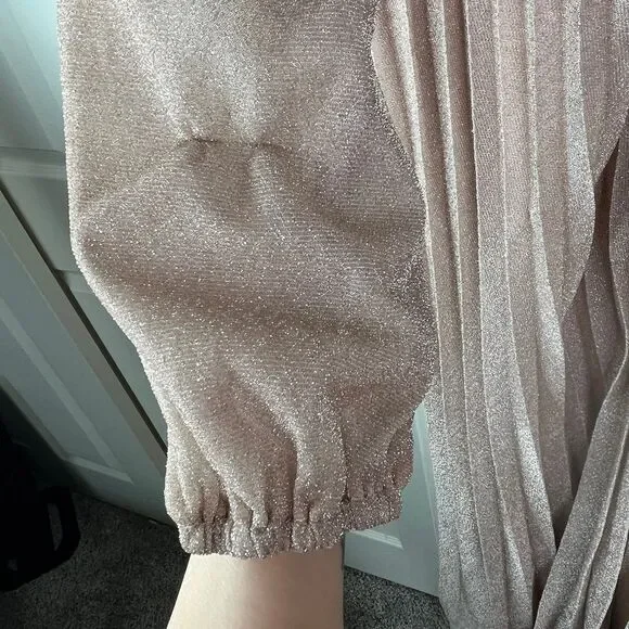 Maxi SHEIN Long Sleeve Women’s Dress Pleated Blush Pink Size 3XL #652 - Picture 9 of 12